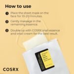 COSRX Snail Mucin Sheet Mask 10 EA, Snail Essence Leave-on Face Masks