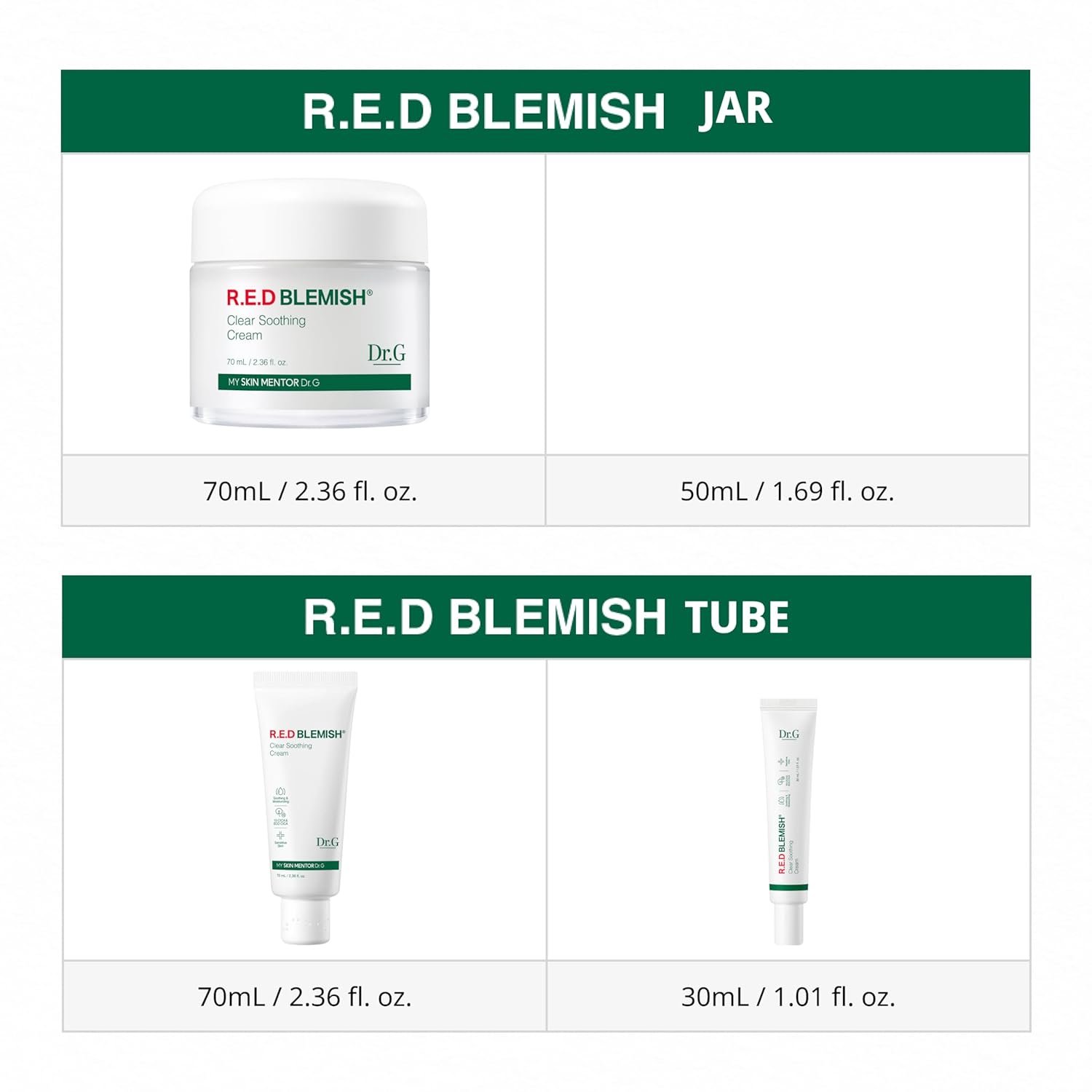 Dr.G Red Blemish Clear Soothing Cream 70ml - Brighten Skin
