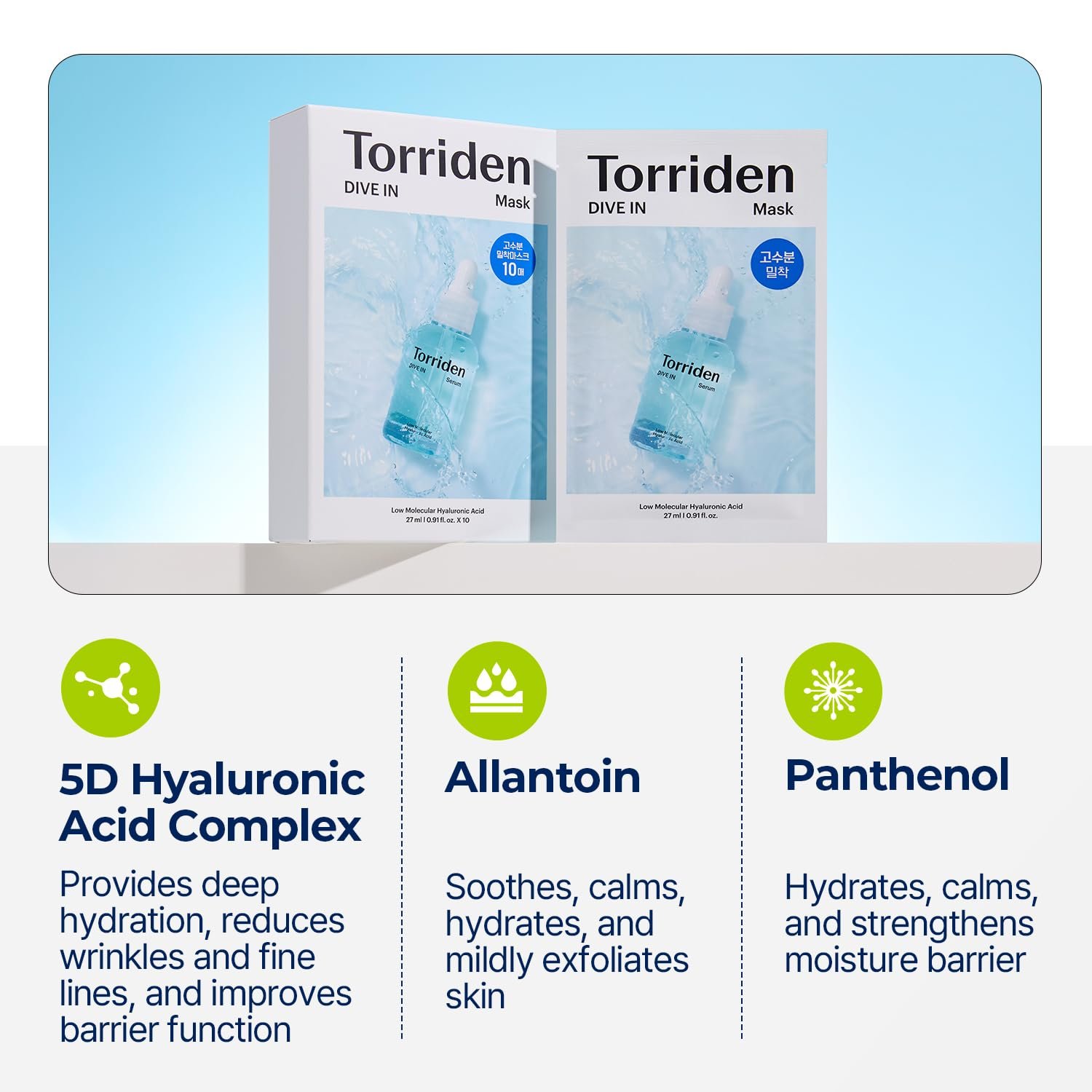 Torriden DIVE-IN Low Molecule Hyaluronic Acid Mask Set 10 pcs - Image 9
