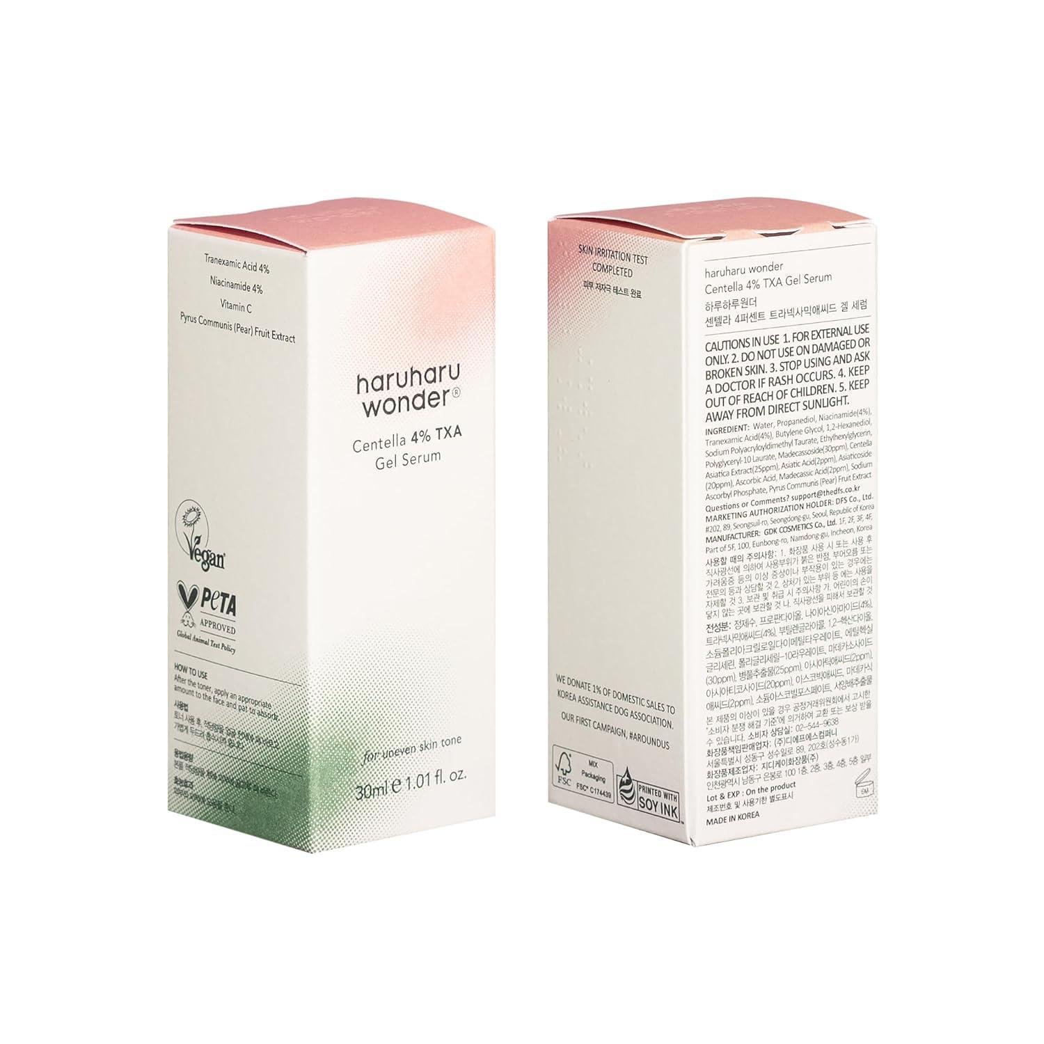 Haruharu wonder Centella 4% TXA Gel Serum 30ml - Korean shop
