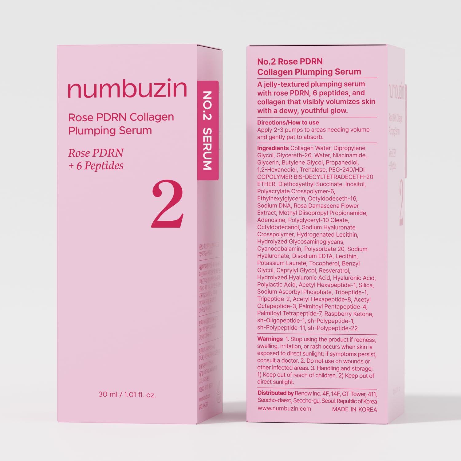 Numbuzin No.2 Rose PDRN Collagen Plumping Serum 30ml - Korean shop
