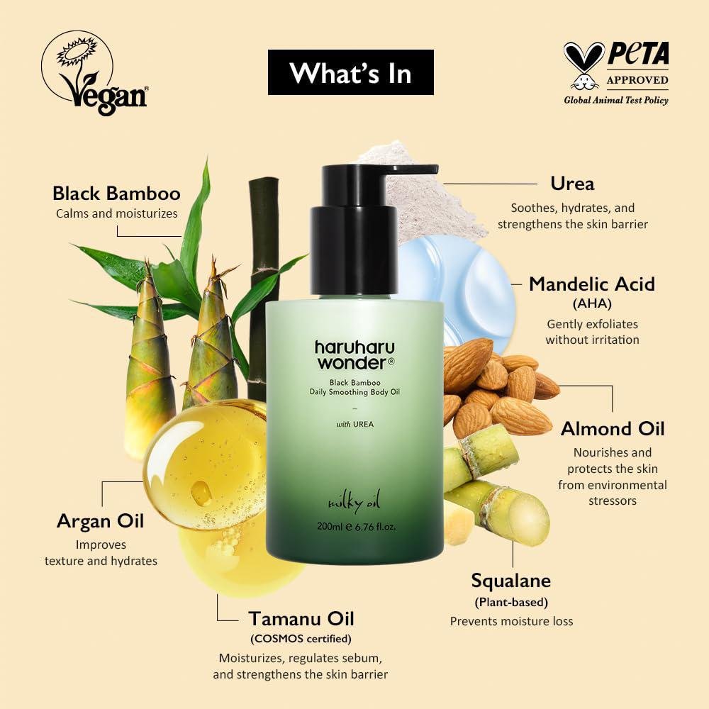 HARUページ Haruharu Wonder Black Bamboo Daily Soothing Body Oil 200ml