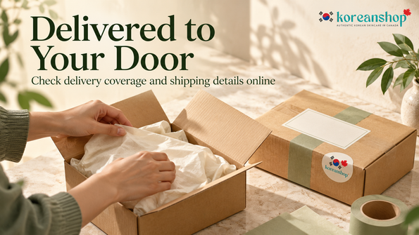 Packing a KoreanShop delivery order in a cardboard shipping box.